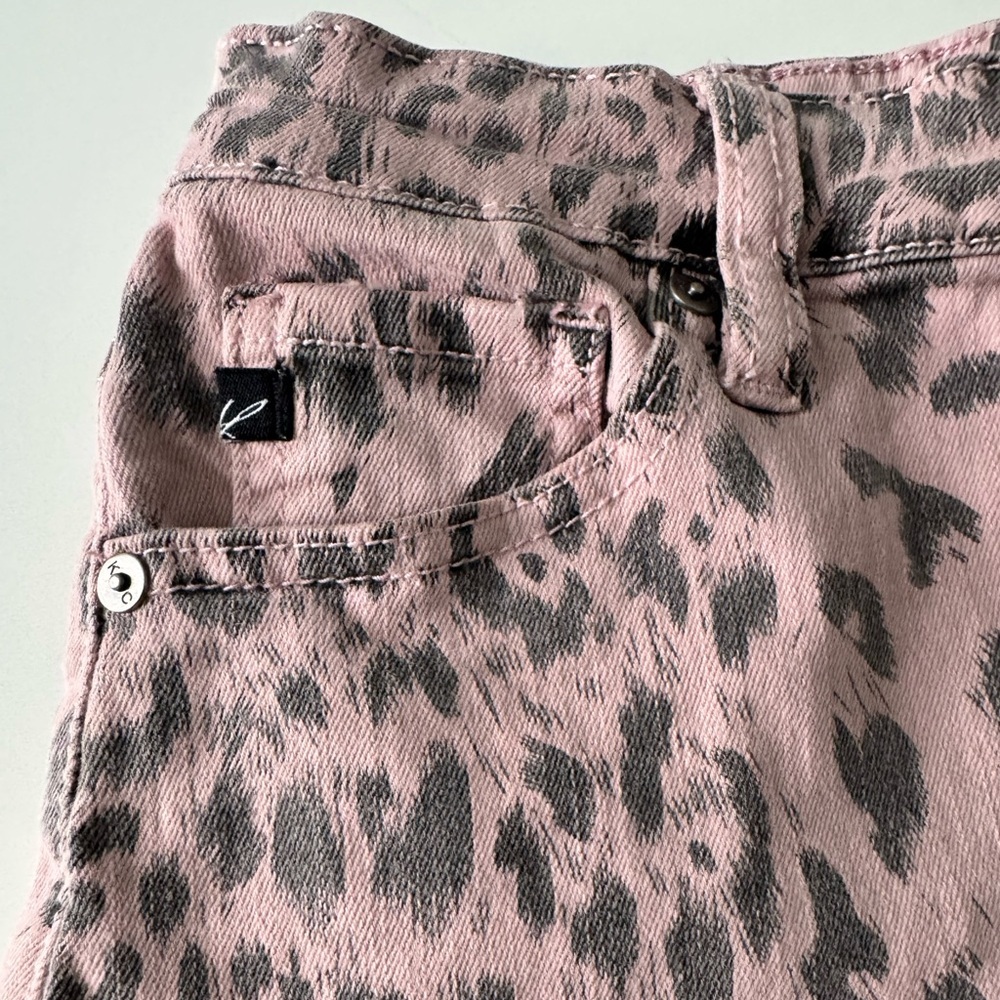 KanCan Pink and Black Cheetah Print Denim Shorts - Picture 6 of 9